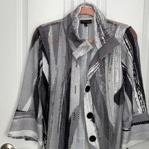 Chic Black and Gray Button-Up Jacket